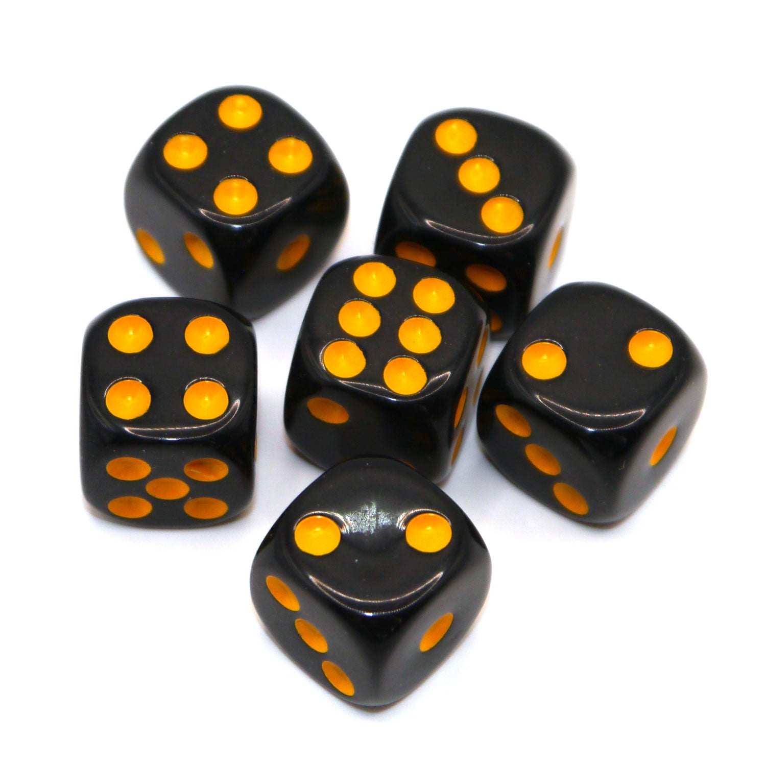 dice4friends-opaque-black-yellow-d6-set-6x-16mm image 2