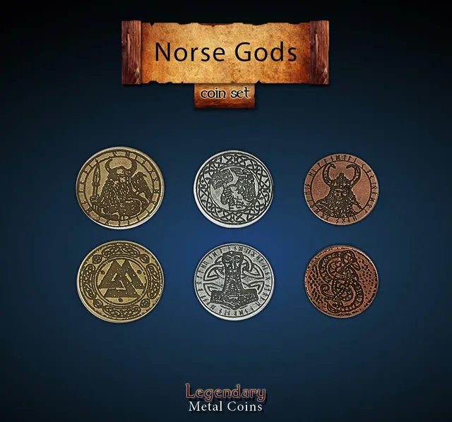 drawlab-legendary-metal-coins-norse-gods-m-nzset-wikinger-20er image 1