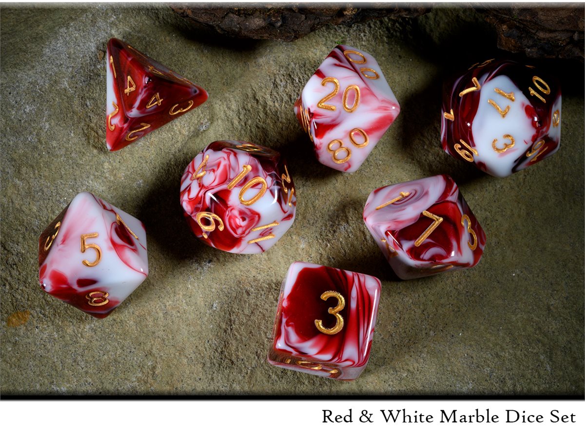 drawlab-rpg-dice-sets-w-rfelset-rot-wei-marmor-7-teilig image 1