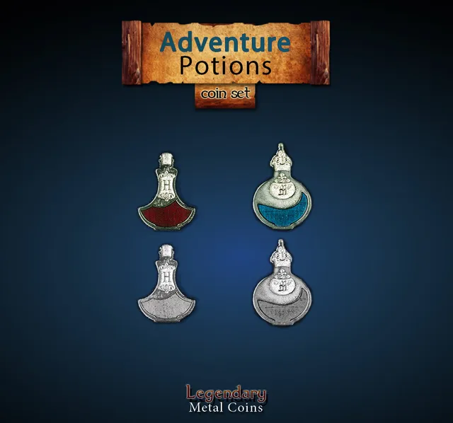 drawlab-legendary-metal-coins-adventure-potions-token-10er-set image 1