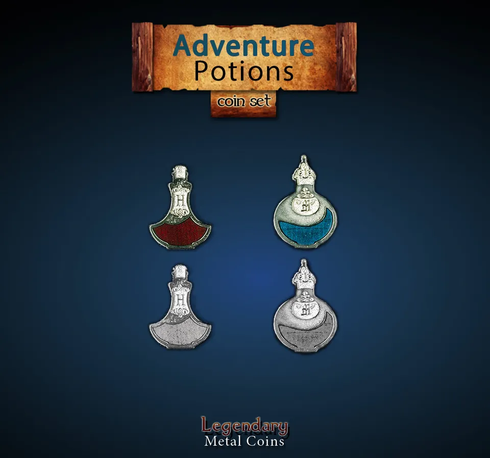 drawlab-legendary-metal-coins-adventure-potions-token-10er-set image 1