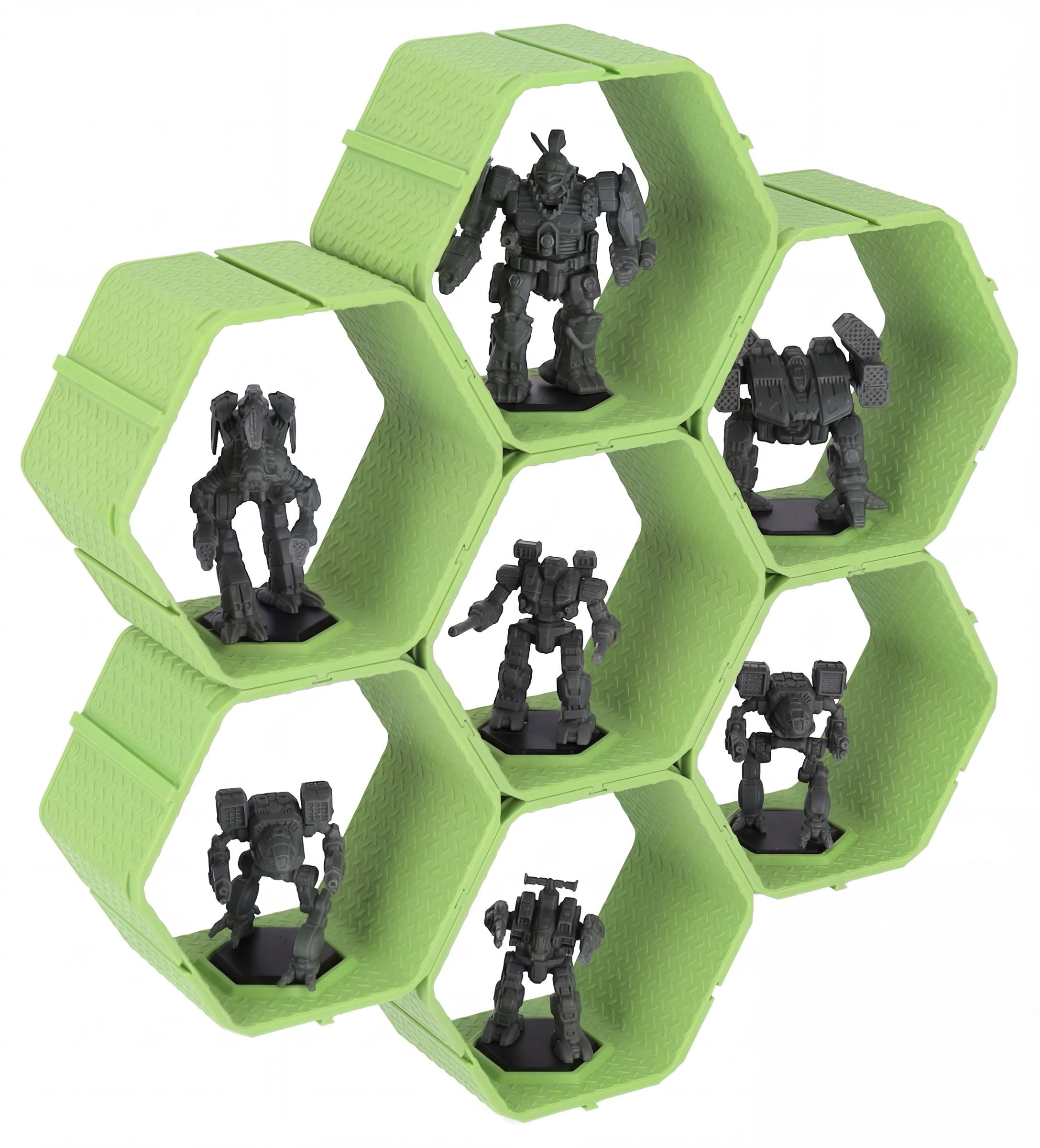 feldherr-accessories-hexagon-wall-shelf-battlemechs-silber-display image 5