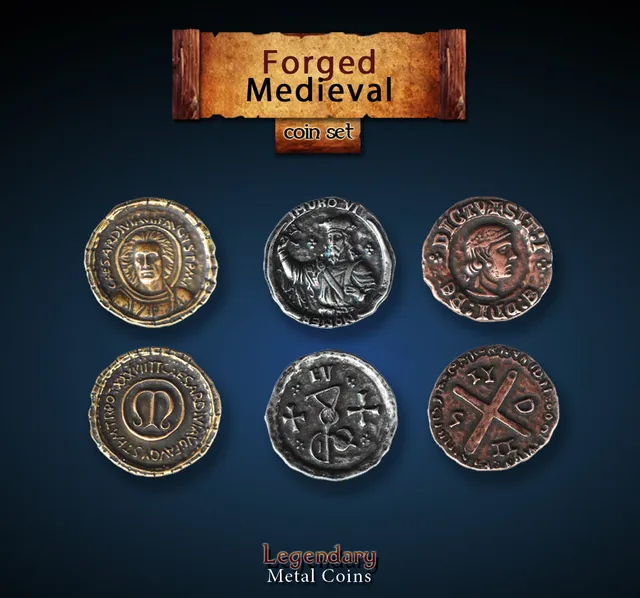 drawlab-legendary-metal-coins-forged-medieval-m-nzset-20-st-ck image 1