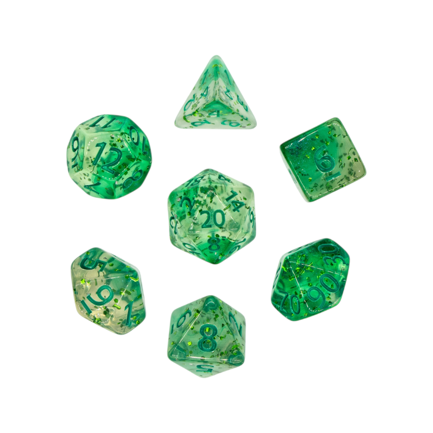 dice4friends-confetti-w-rfelset-green-sulfer-7-teilig-transparent image 1