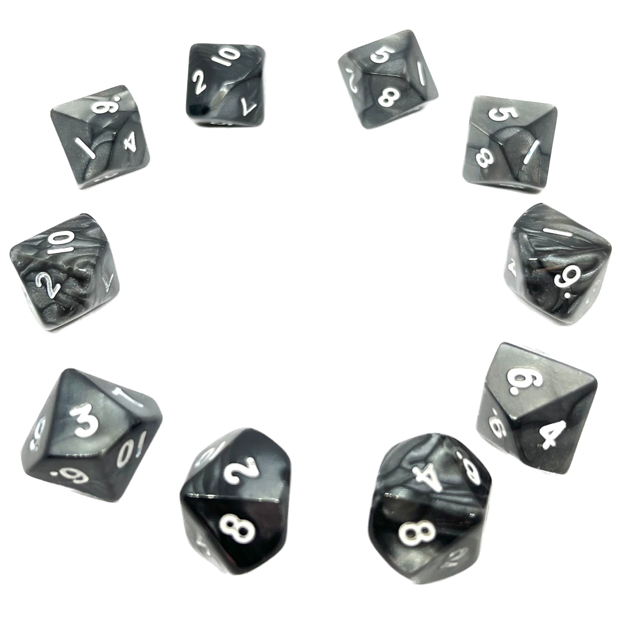 dice4friends-einzelw-rfel-d10-pearl-black-white-10-seitig image 1