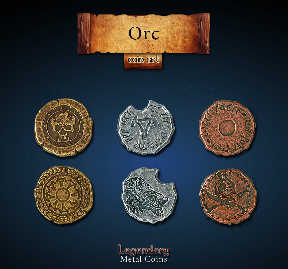 drawlab-legendary-metal-coins-orc-metallm-nzen-20er-set-fantasy image 1