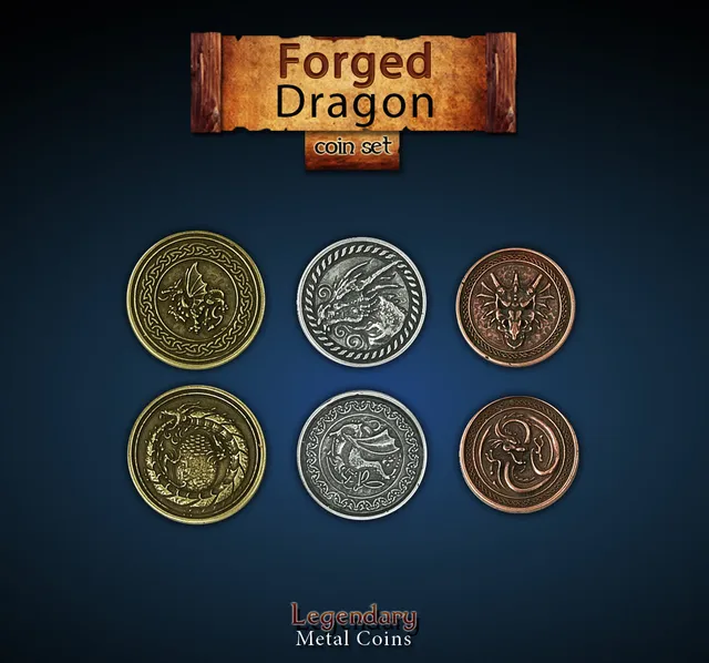 drawlab-legendary-metal-coins-forged-dragon-coin-set-20-m-nzen image 1