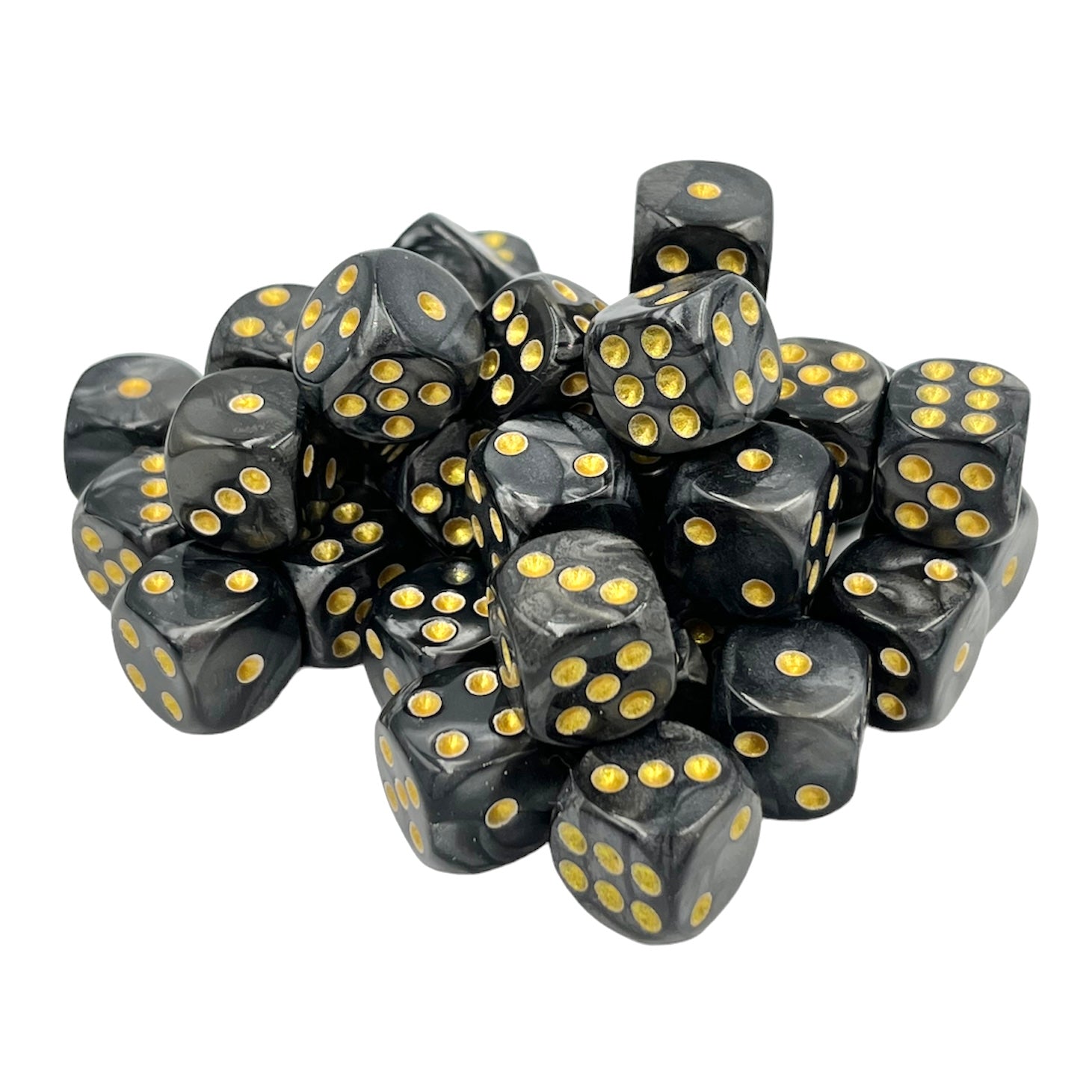 dice4friends-pearl-black-gold-d6-set-10x-12mm image 1