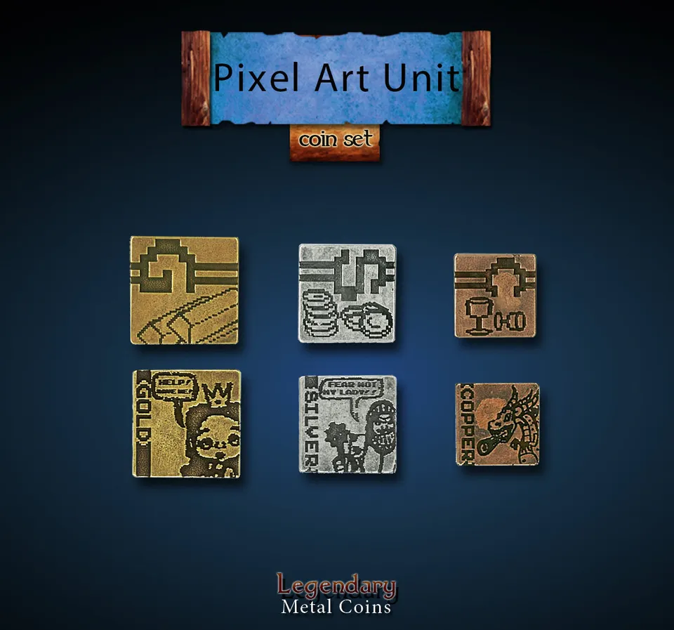 drawlab-legendary-metal-coins-m-nzset-pixel-art-unit-24-tlg image 1