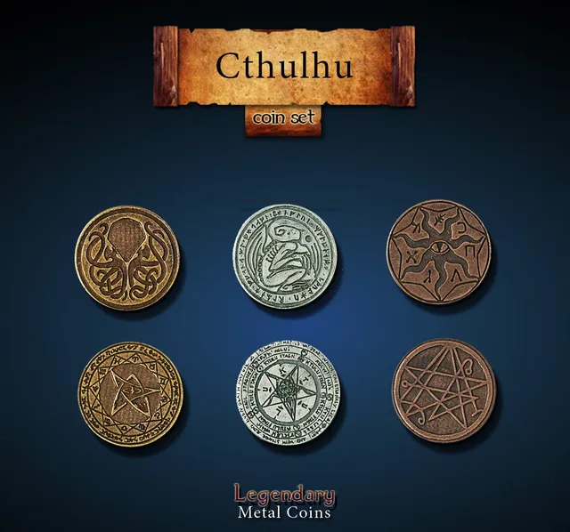 drawlab-legendary-metal-coins-cthulhu-metallm-nzen-20-st-ck-horror image 1