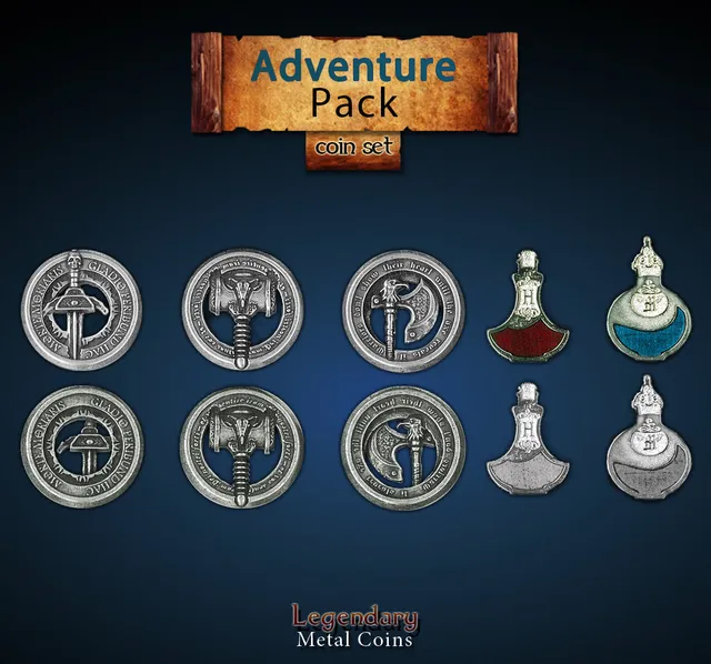 drawlab-legendary-metal-coins-adventure-pack-token-set-12-stk image 1