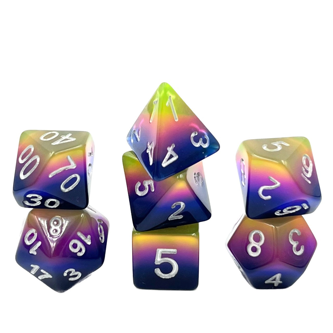 dice4friends-7-teiliges-rpg-w-rfelset-mehrfarbig-neon-sunrise image 1