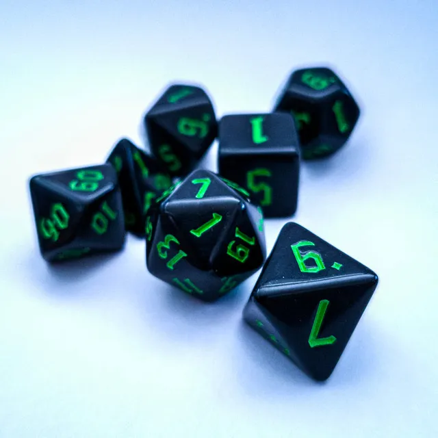 drawlab-rpg-dice-sets-black-with-green-w-rfelset-7-teilig image 1
