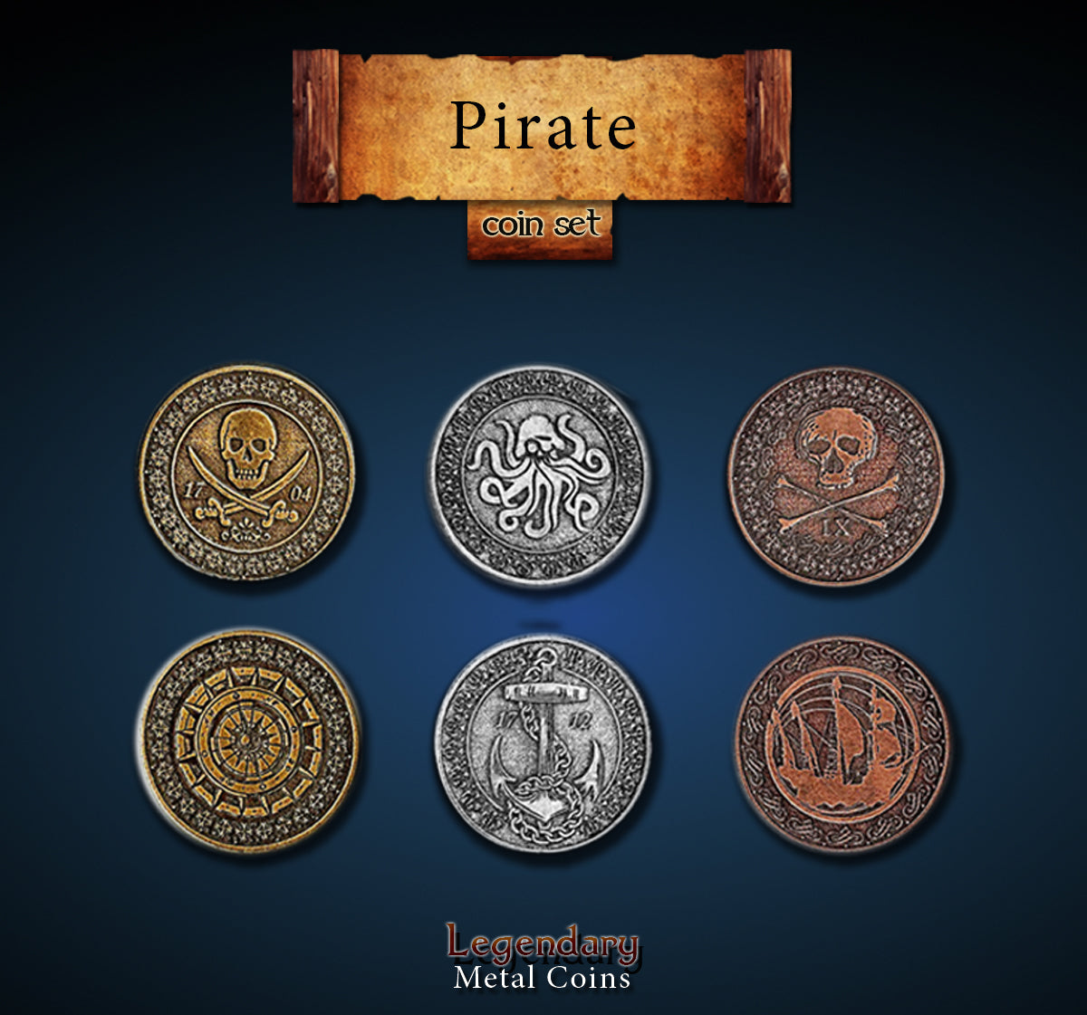 drawlab-legendary-metal-coins-pirate-set-metallm-nzen-20er-zink image 1
