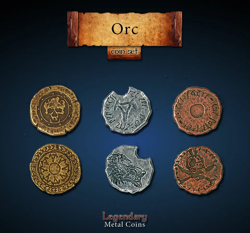 drawlab-legendary-metal-coins-orc-metallm-nzen-20er-set-fantasy image 1