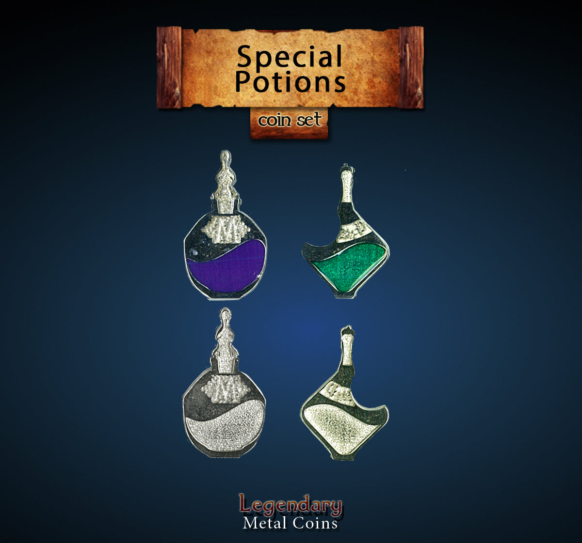 drawlab-legendary-metal-coins-potions-token-set-10er-dnd image 1