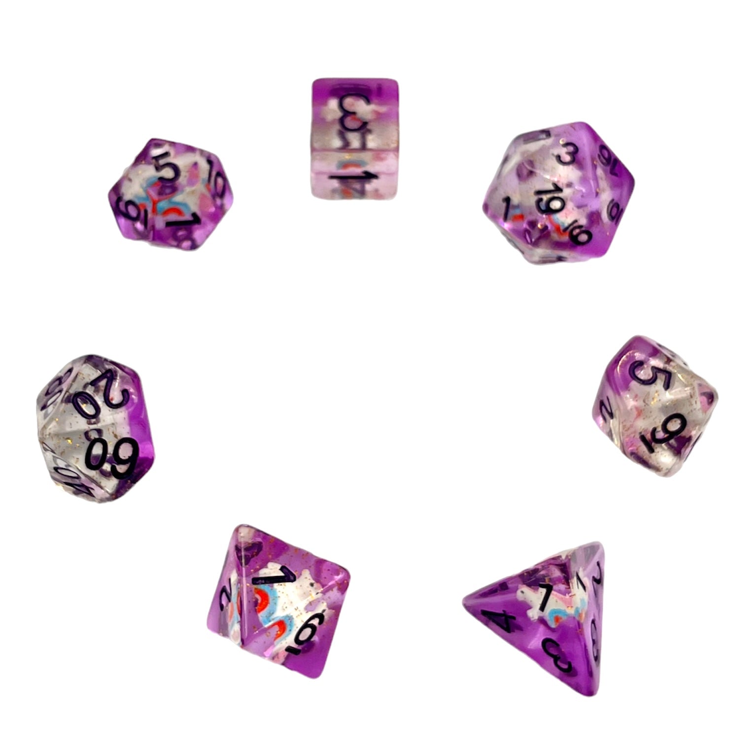 dice4friends-purple-unicorn-w-rfelset-7-teilig-transparent image 2