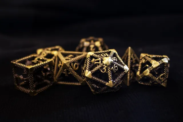 drawlab-metal-dice-sets-hollow-dragons-gold-metallw-rfel-7er image 1