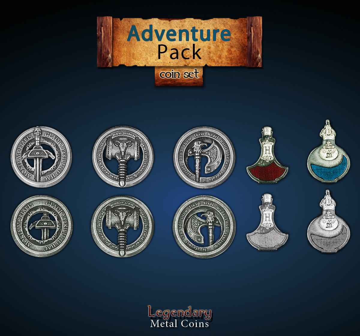 drawlab-legendary-metal-coins-adventure-pack-token-set-12-stk image 1