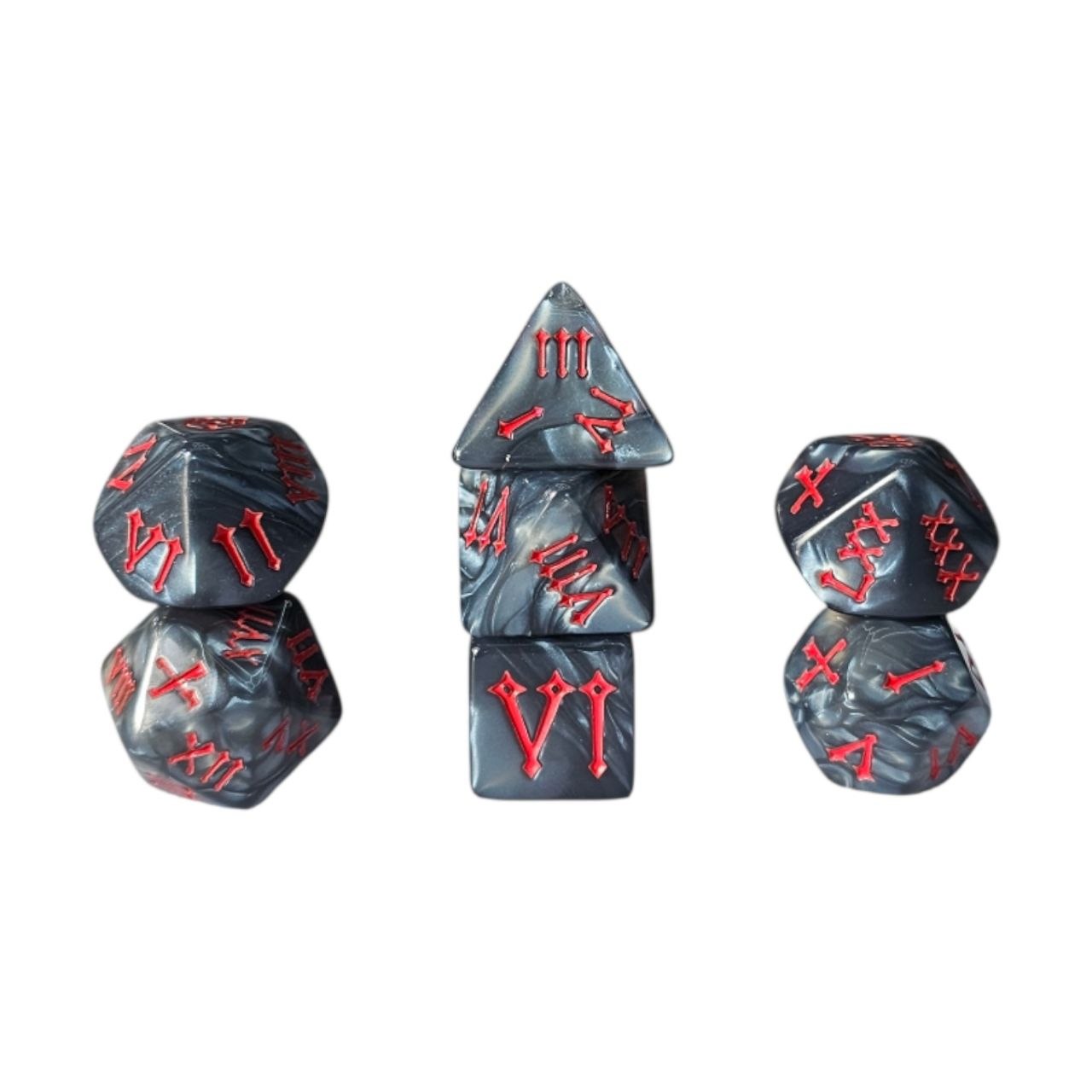 dice4friends-7-teiliges-rpg-w-rfelset-roman-grey-red-w-rfel-mehrfarbig image 1