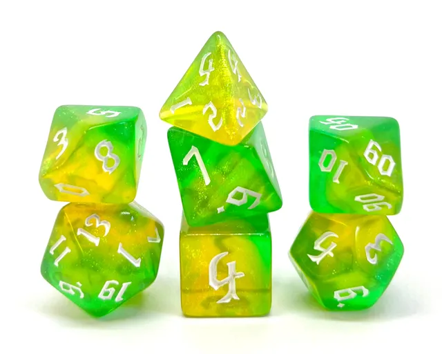 dice4friends-rpg-w-rfelset-galaxy-yellow-opalit-7-teilig-gelb image 1