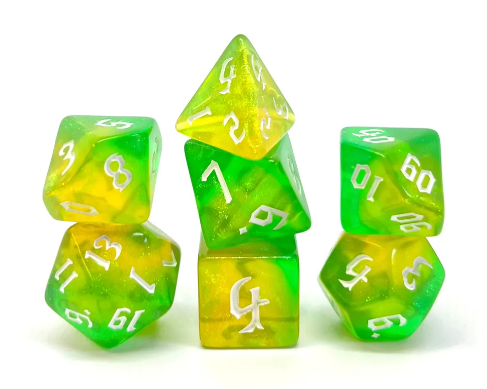 dice4friends-rpg-w-rfelset-galaxy-yellow-opalit-7-teilig-gelb image 1