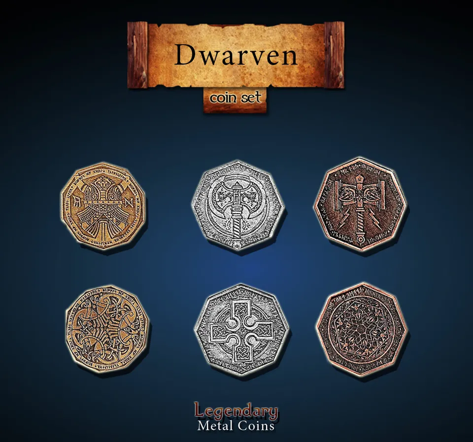drawlab-legendary-metal-coins-dwarven-m-nzset-20-metallm-nzen image 1