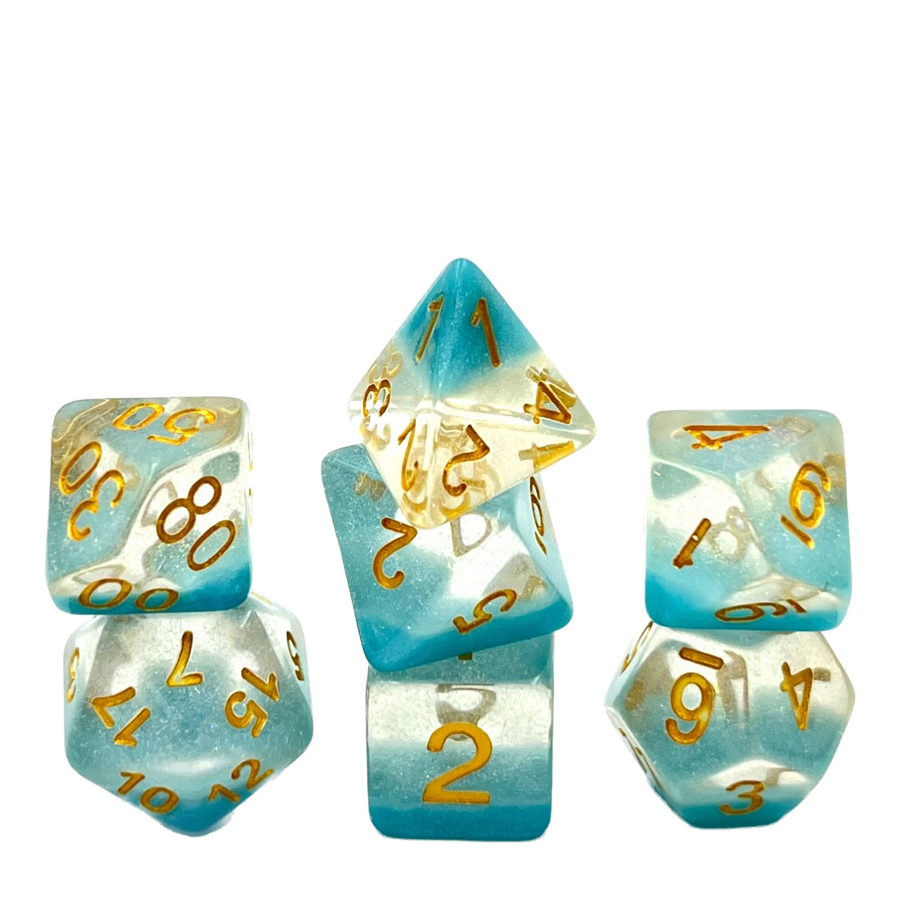 dice4friends-galaxy-snowflake-blue-w-rfelset-7-teilig-blau-transparent image 1