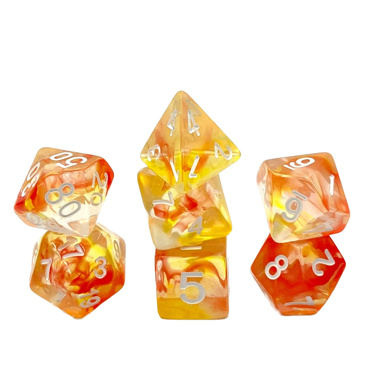 dice4friends-7-teiliges-rpg-w-rfelset-transparent-orange-swirl-7-w-rfel image 1