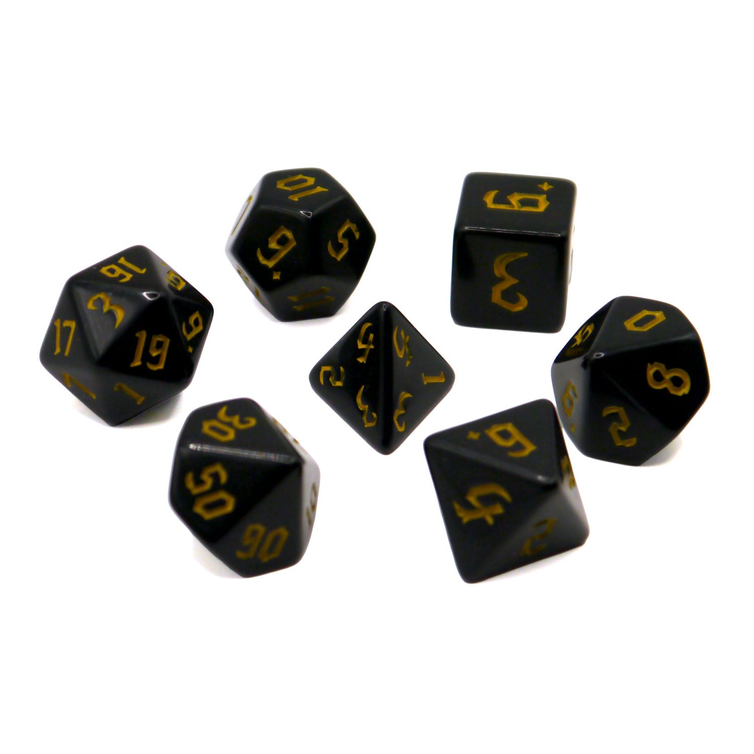 dice4friends-7-teiliges-rpg-w-rfelset-opaque-black-yellow-7-w-rfel image 2