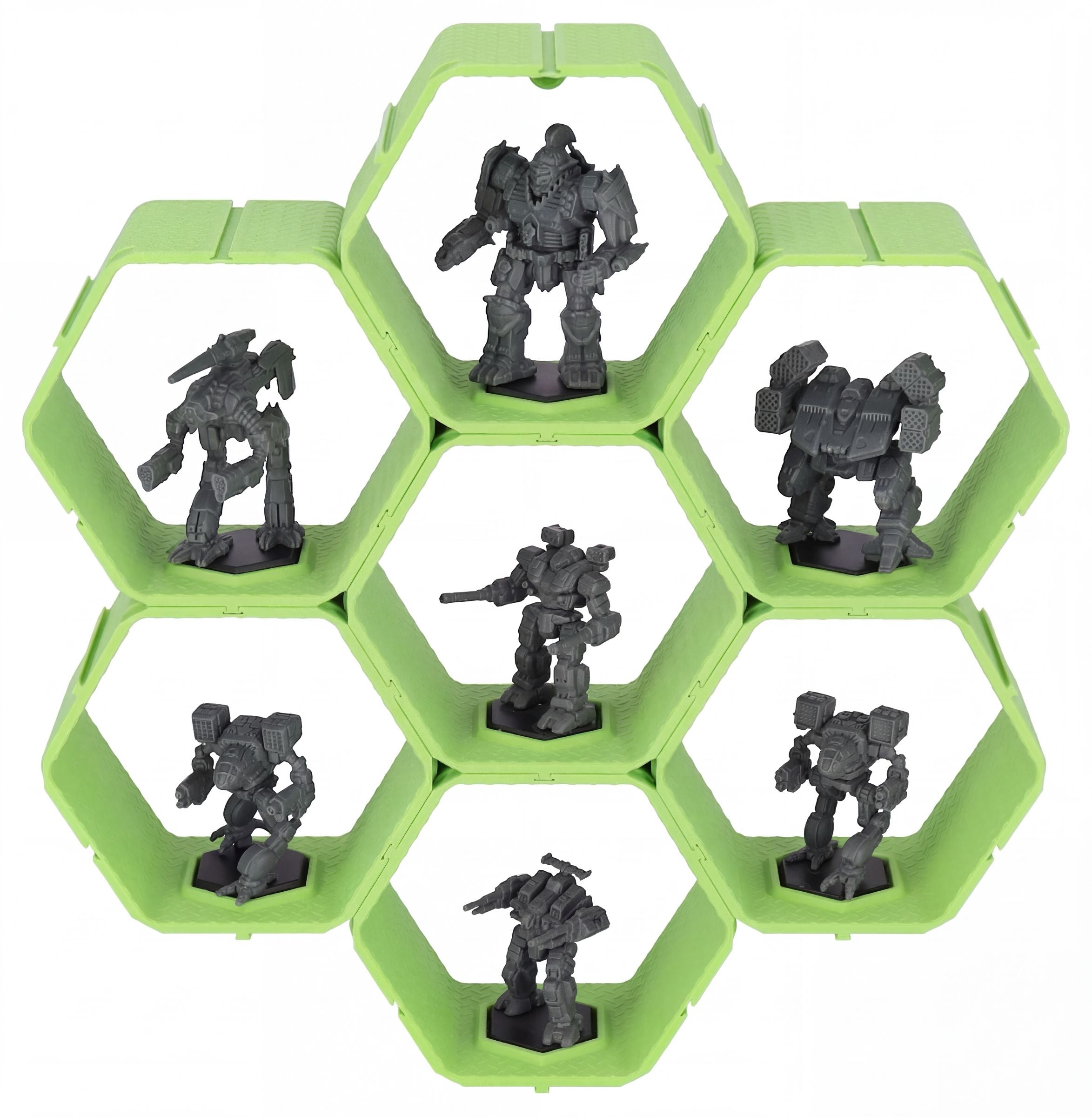 feldherr-accessories-hexagon-wall-shelf-battlemechs-silber-display image 6