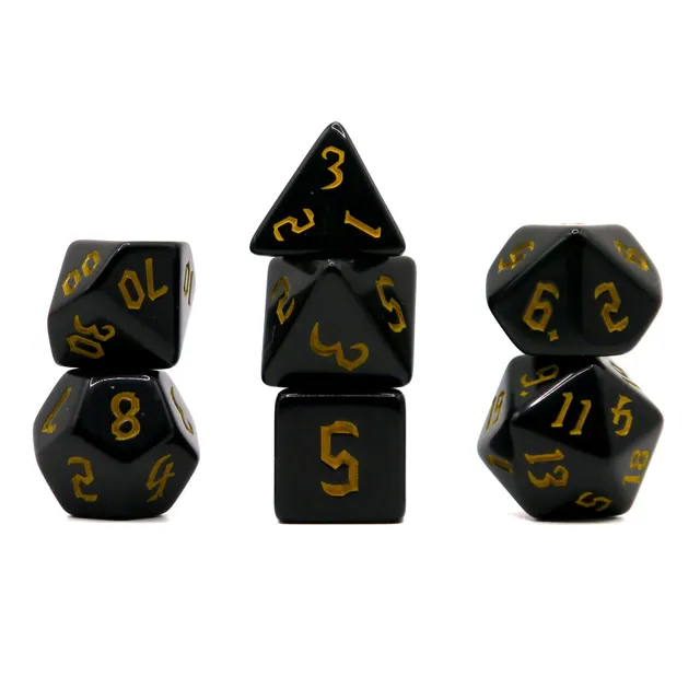 dice4friends-7-teiliges-rpg-w-rfelset-opaque-black-yellow-7-w-rfel image 1