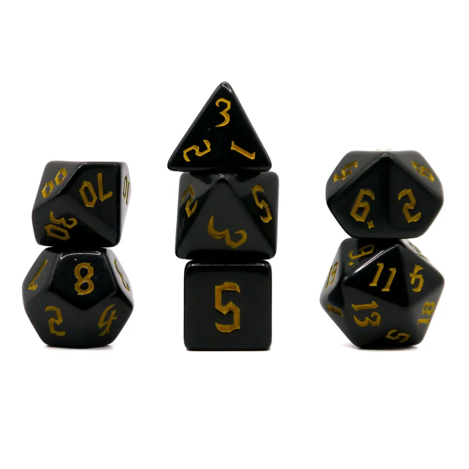 dice4friends-7-teiliges-rpg-w-rfelset-opaque-black-yellow-7-w-rfel image 1