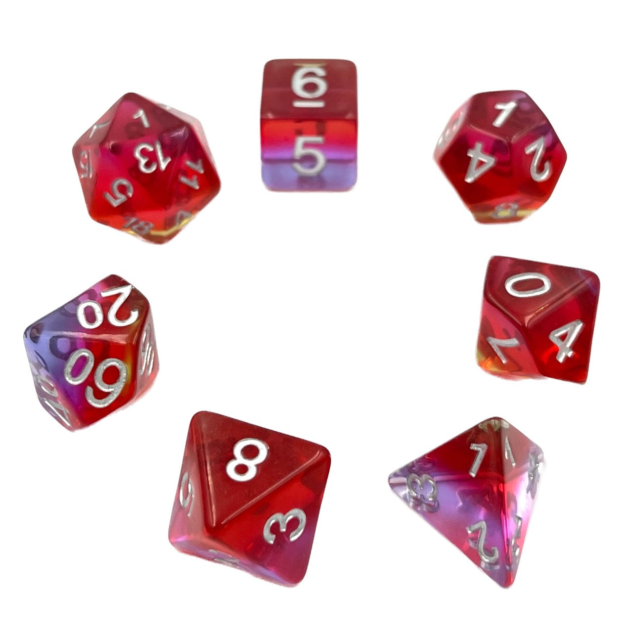 dice4friends-7-teiliges-rpg-w-rfelset-pomegranate-transparent-w-rfel-lila image 2