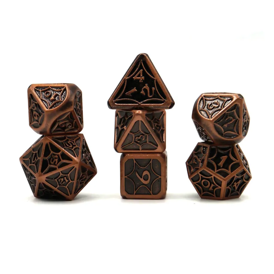 dice4friends-rpg-w-rfelset-metall-spider-copper-7-teilig image 1