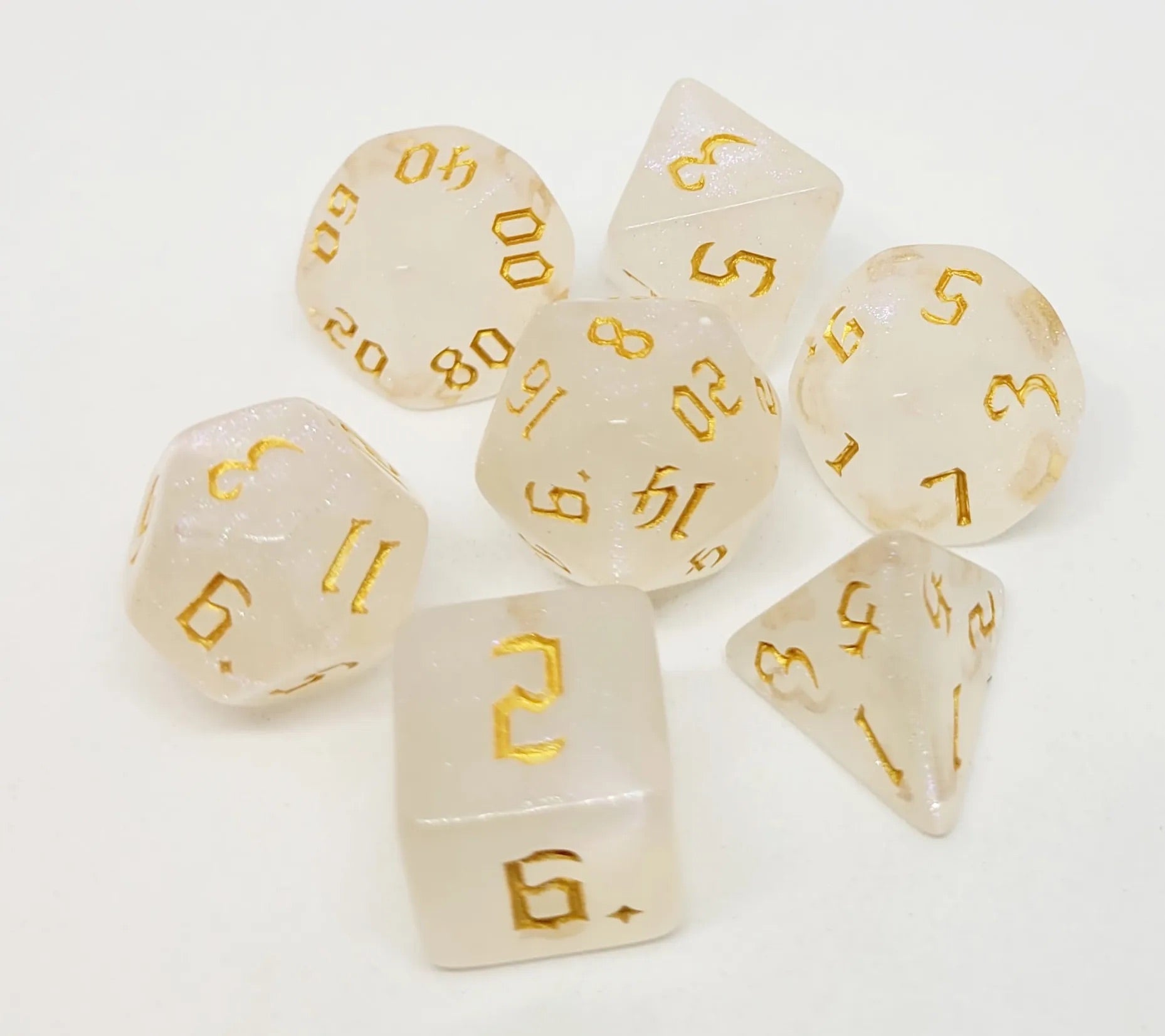 dice4friends-galaxy-milky-shine-gold-w-rfelset-7-teilig-transparent image 2