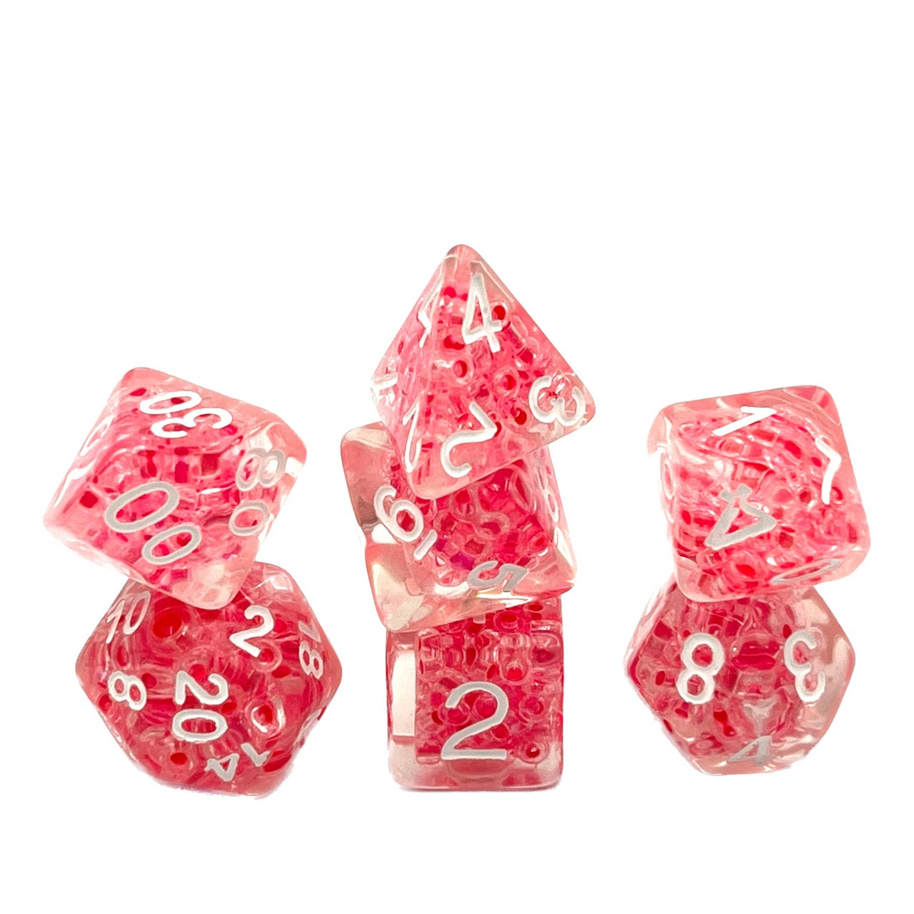 dice4friends-transparent-pink-bubble-rpg-set-7-teilig image 1