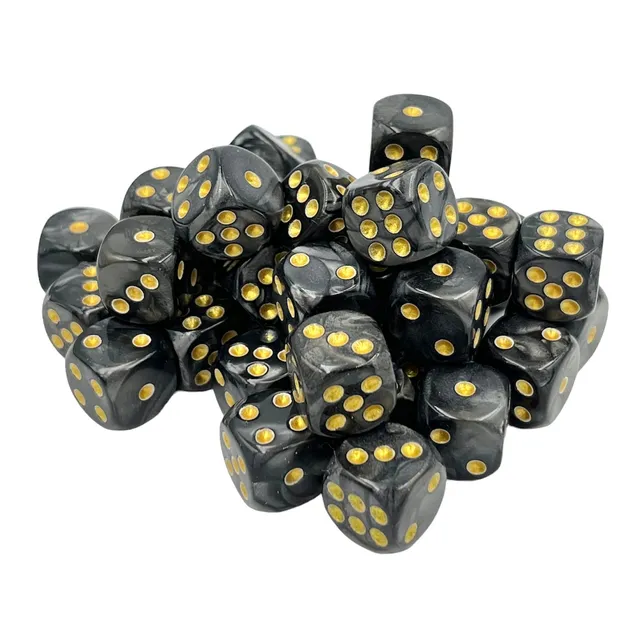 dice4friends-pearl-black-gold-d6-set-10x-12mm image 1