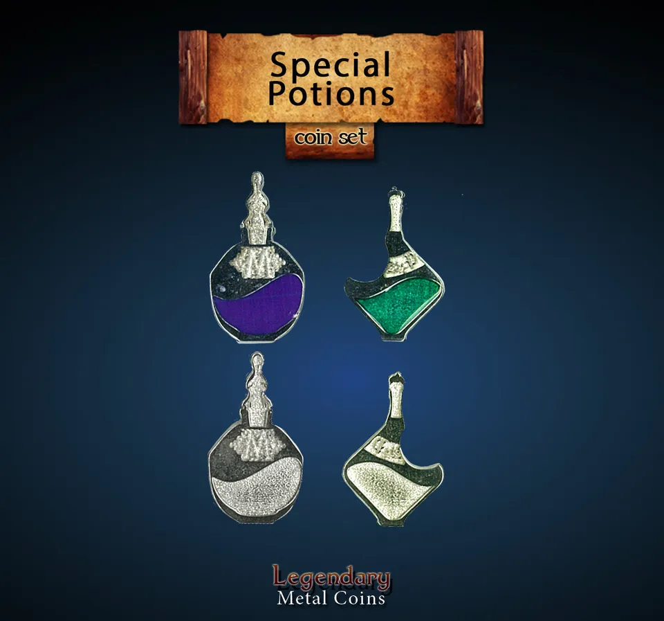 drawlab-legendary-metal-coins-potions-token-set-10er-dnd image 1