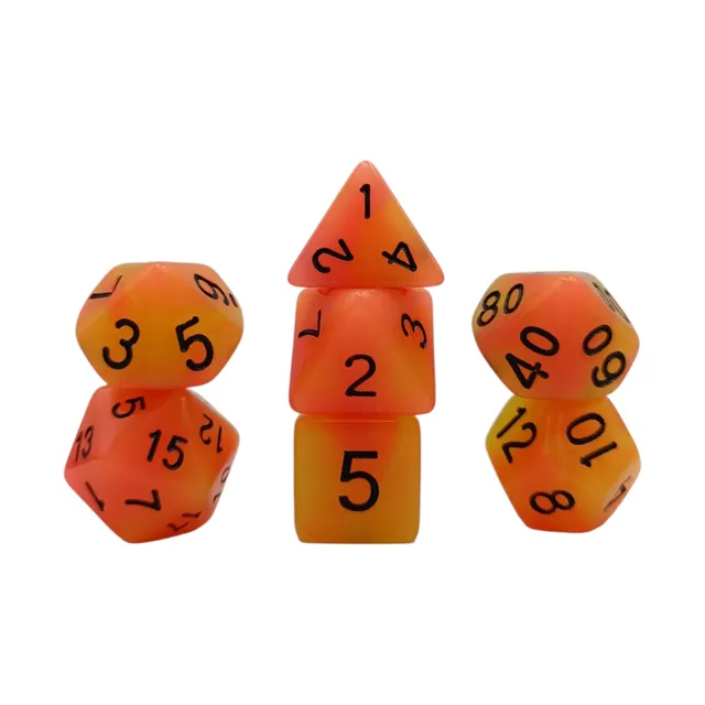 dice4friends-peach-7-teiliges-glow-w-rfelset-farbverlauf-gelb image 1