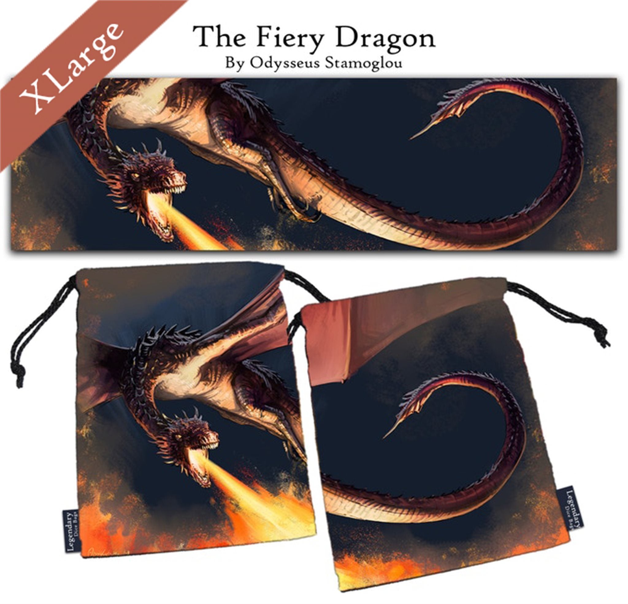 drawlab-legendary-dice-bags-fiery-dragon-w-rfelbeutel-xl-18-7-cm image 1