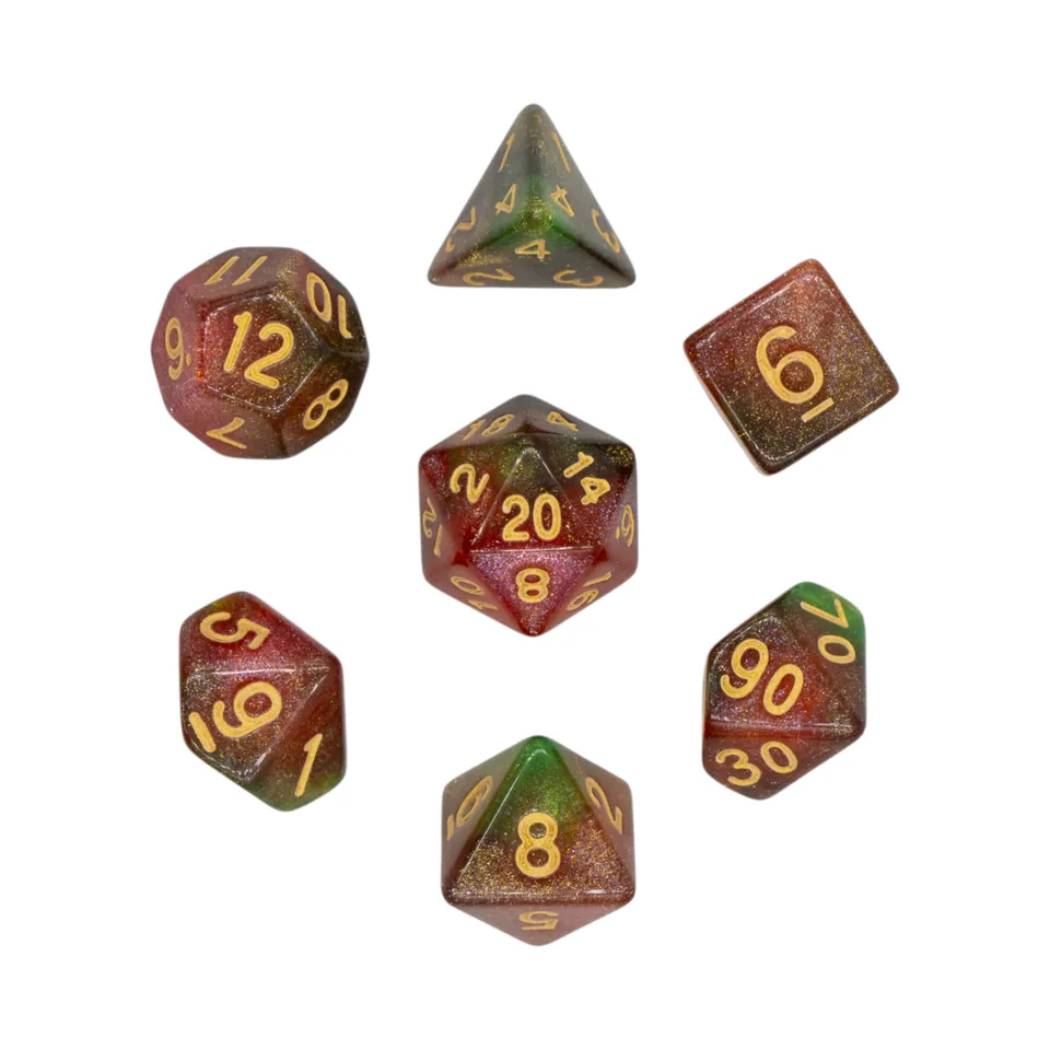 dice4friends-galaxy-watermelon-w-rfelset-7-teilig-rot-gr-n-glitzer image 1