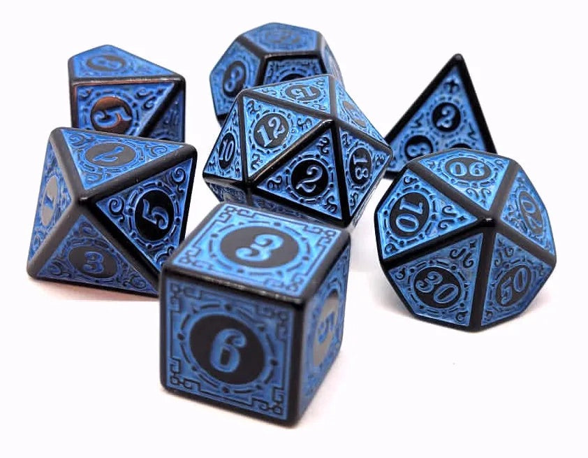 dice4friends-magic-flame-blue-7-teiliges-w-rfelset-blau-schwarz image 1