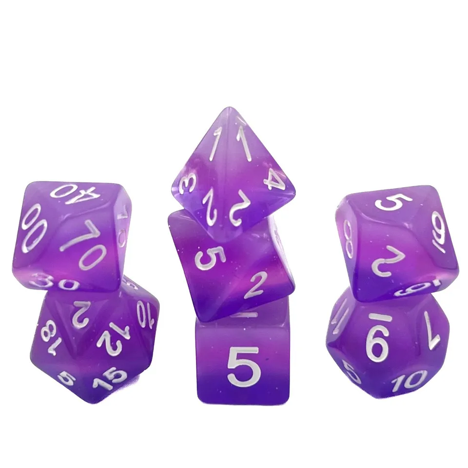 dice4friends-rpg-w-rfelset-transparent-domino-grape-w-rfel-7-tlg image 1