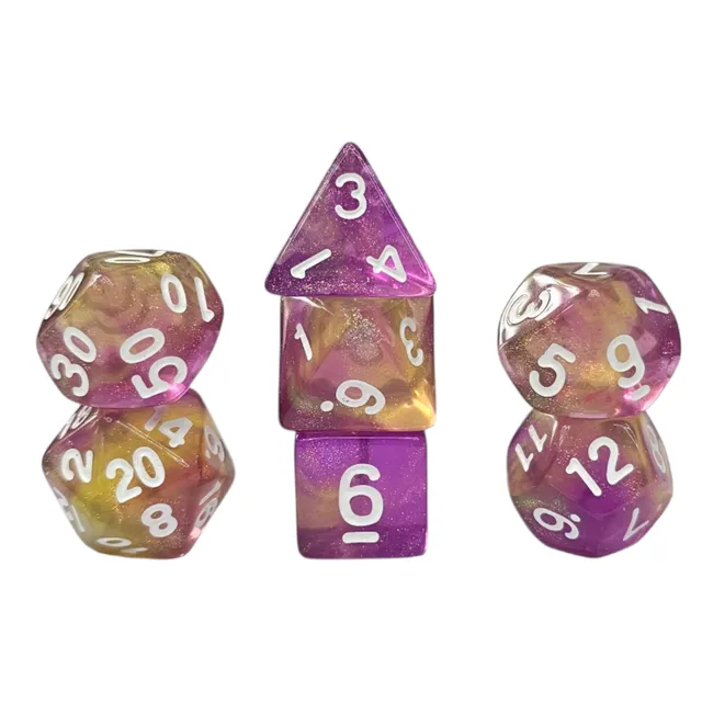 dice4friends-7-teiliges-rpg-w-rfelset-galaxy-berry-lila-gelb image 1