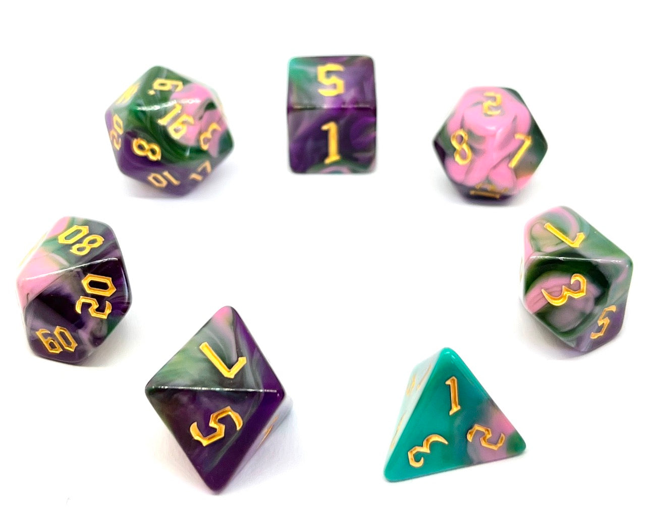 dice4friends-magic-forest-w-rfelset-7-teilig-t-rkis-pink-lila image 2