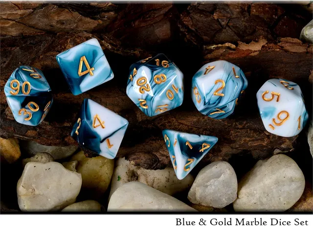 drawlab-rpg-dice-sets-w-rfelset-blue-gold-marble-7-teilig image 1