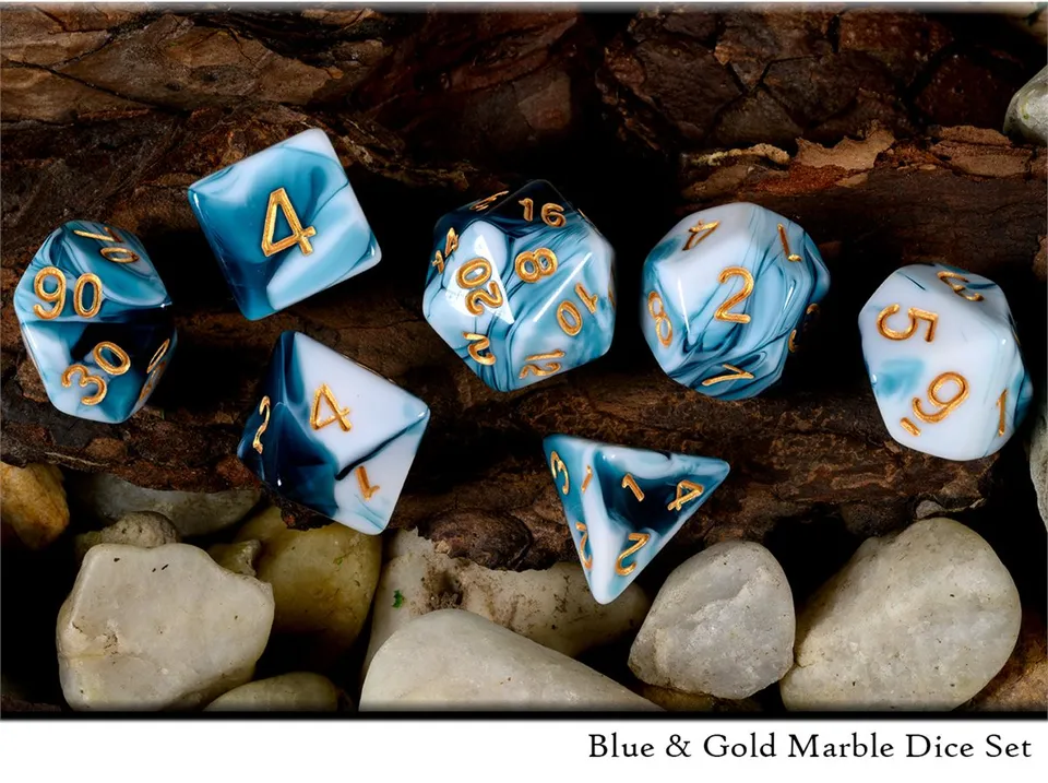 drawlab-rpg-dice-sets-w-rfelset-blue-gold-marble-7-teilig image 1