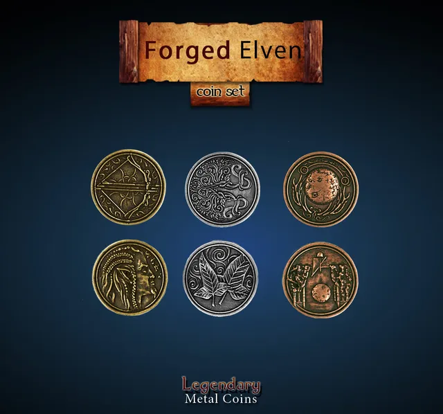 drawlab-legendary-metal-coins-elven-m-nzset-20-metallm-nzen-elfen image 1