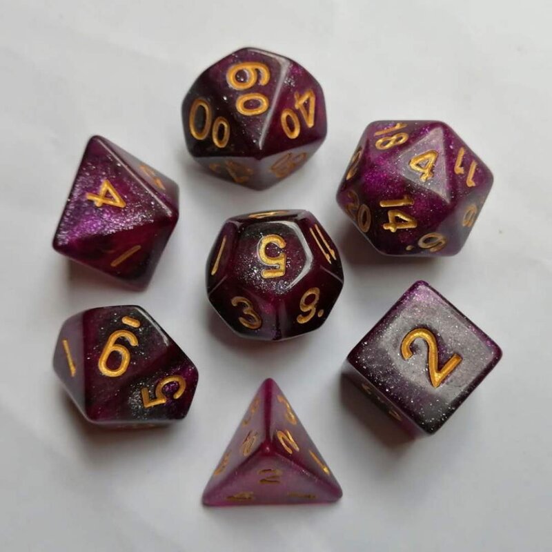 drawlab-rpg-dice-sets-w-rfelset-rhodonite-pink-7-teilig image 1